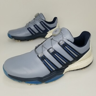 Adidas Powerband BOA Boost Lighting Golf Shoes Men 10 Gray Blue Leather/Navy