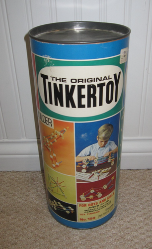 Vintage "The Original" Tinkertoy Construction Set Early 1970's w/ instructions