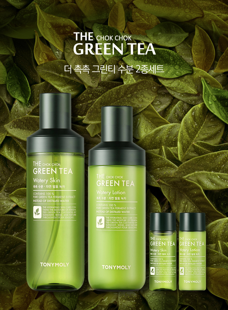 TONY MOLY The Chok Chok Green Tea Watery Skin Care Set (Skin + Lotion)  Sale!!