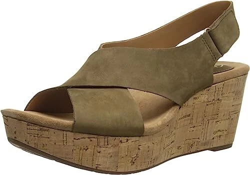 Clarks sandalo donna Caslynn Shae zeppa 26110811 cachi nuovo con scatola