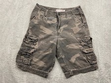 Plugg Shorts Men's 30 Camo Cargo Pocket Flat Front Outdoor Hiking Grunge Y2K