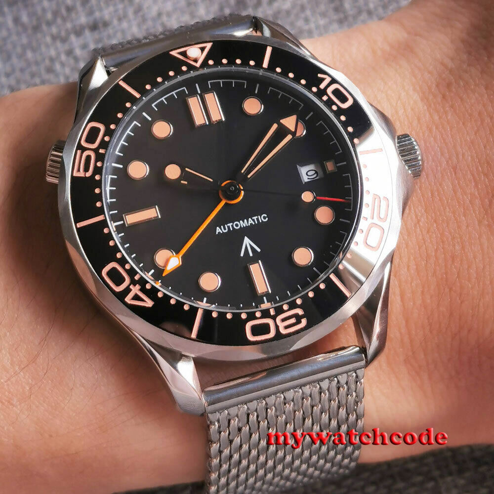 41mm bliger sterile black dial sapphire glass GMT date automatic mens watch 