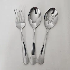 Dash Of That Stainless Glossy Serving Spoon Fork Slotted Lot of 3