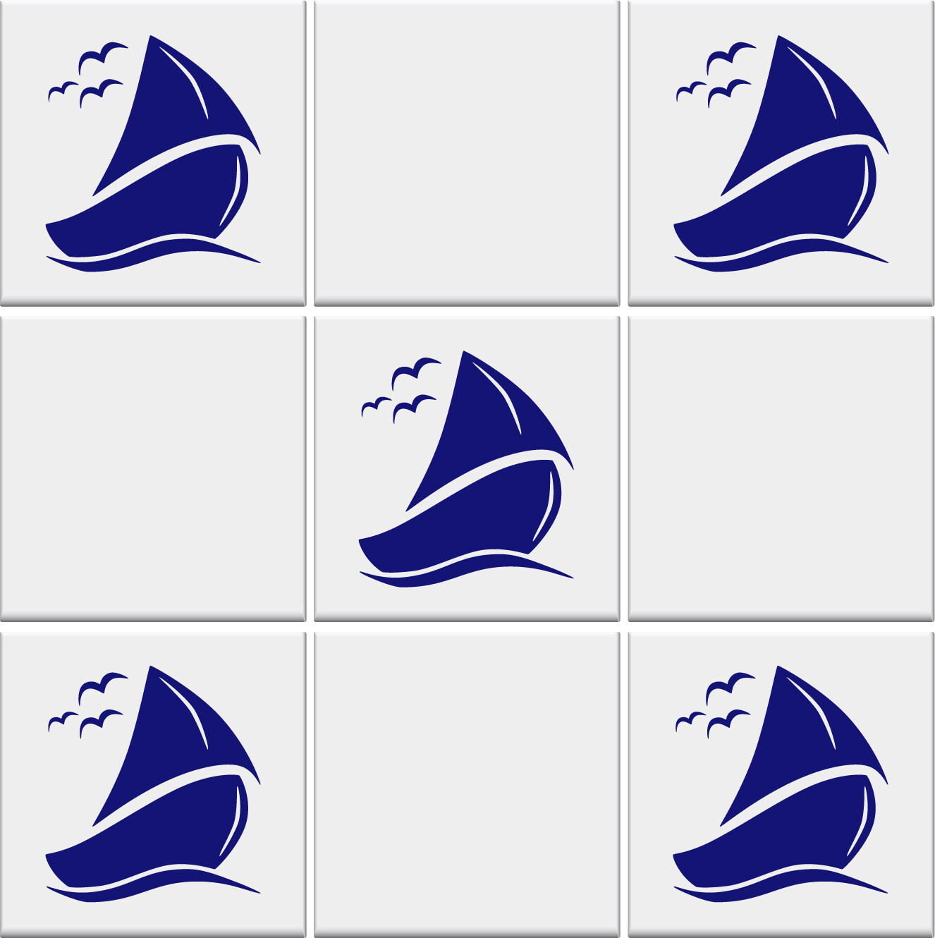 Bathroom Tile Stickers SAILBOAT Nautical Vinyl Wall Transfers Decals *2