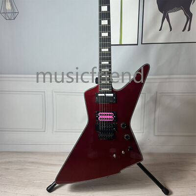 #ad Solid Metallic Red Electric Guitar Purple Pickup Floyd Rose Bridge Black Parts $307.15