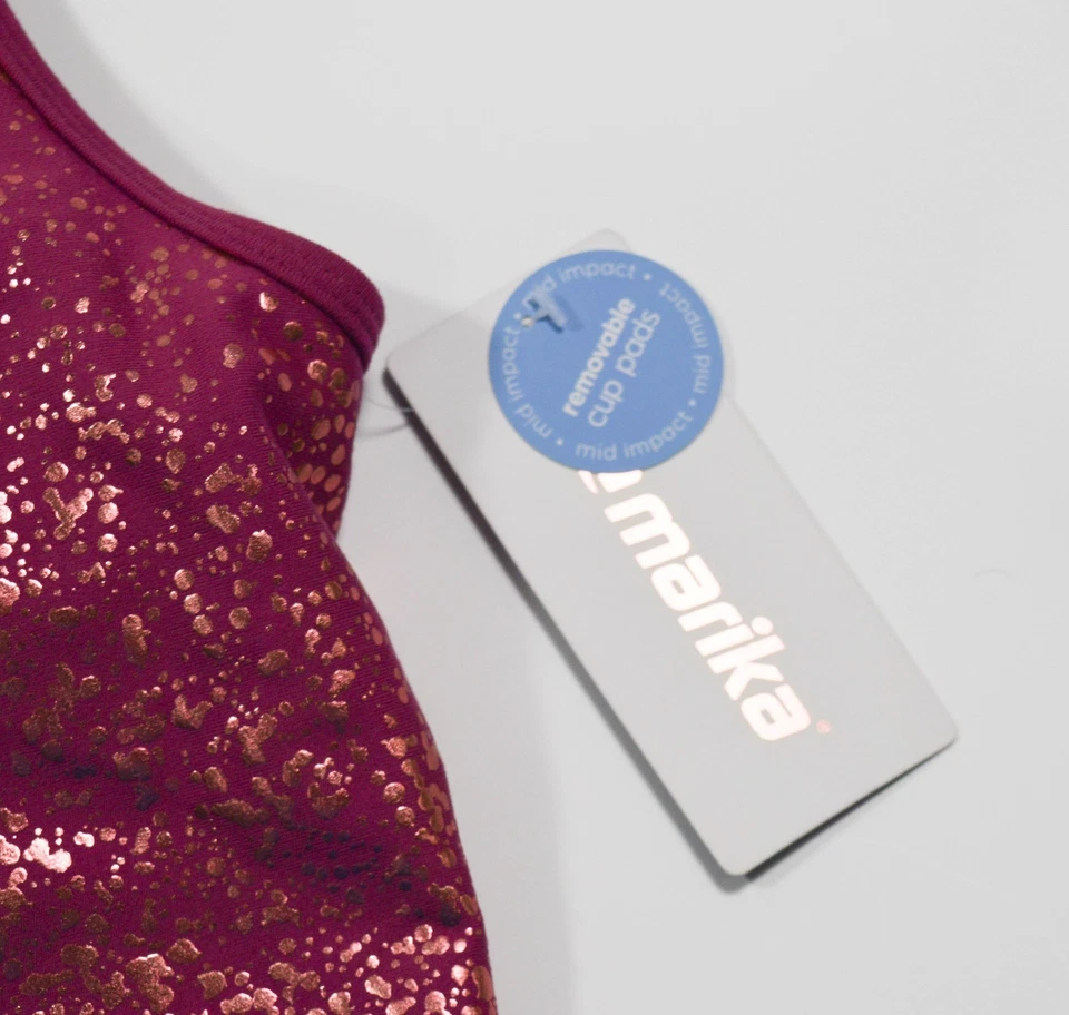 Nuevo con etiquetas Sujetador Deportivo Marika Carter Metálico Longline Cuarzo Violeta Oro Rosa Talla L Foto 3 de 4