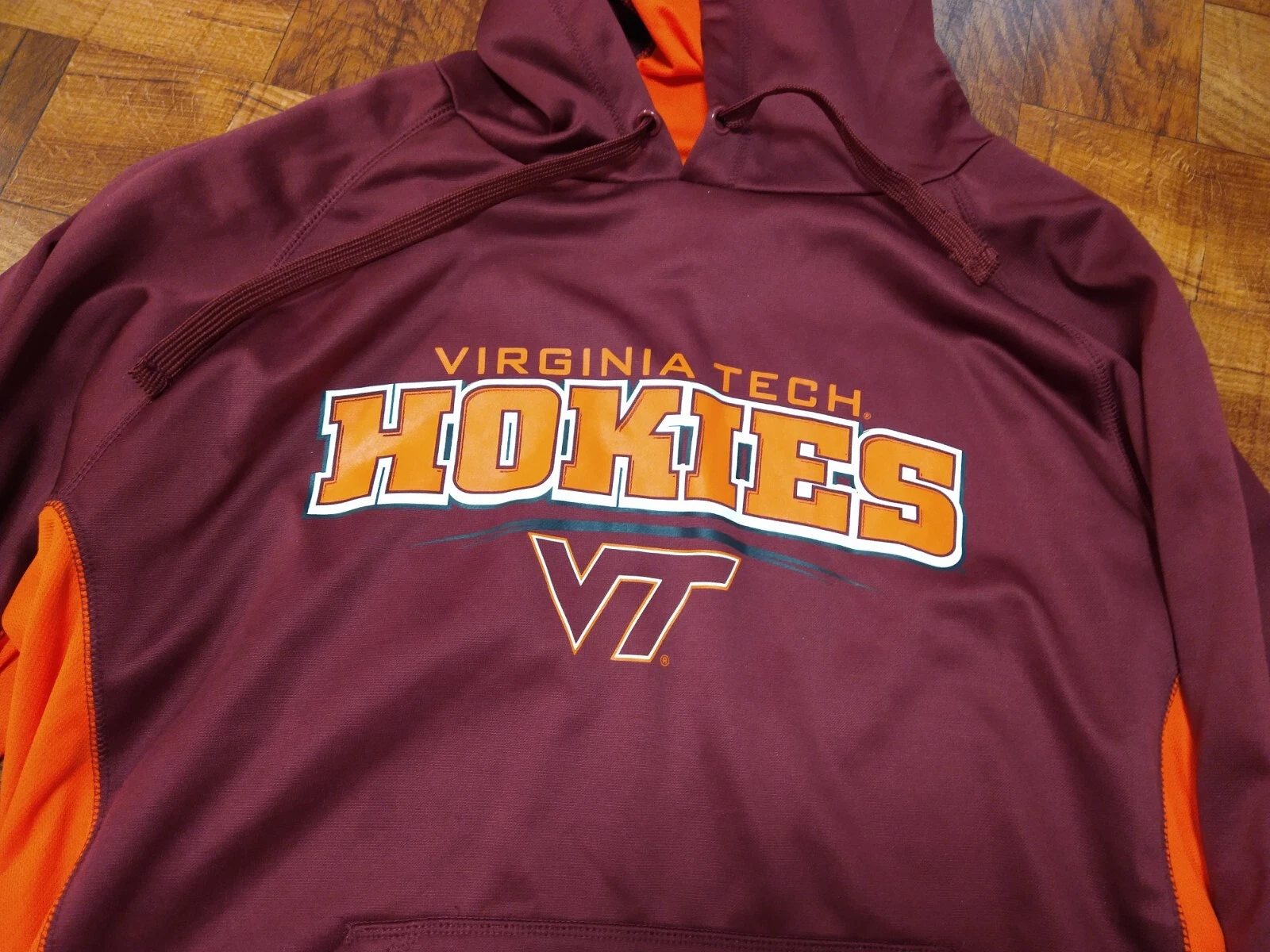 VETEMENTS Virginia Tech Pullover Felpa con Cappuccio Uomo XL Marrone Arancione Hokies Abbigliamento College