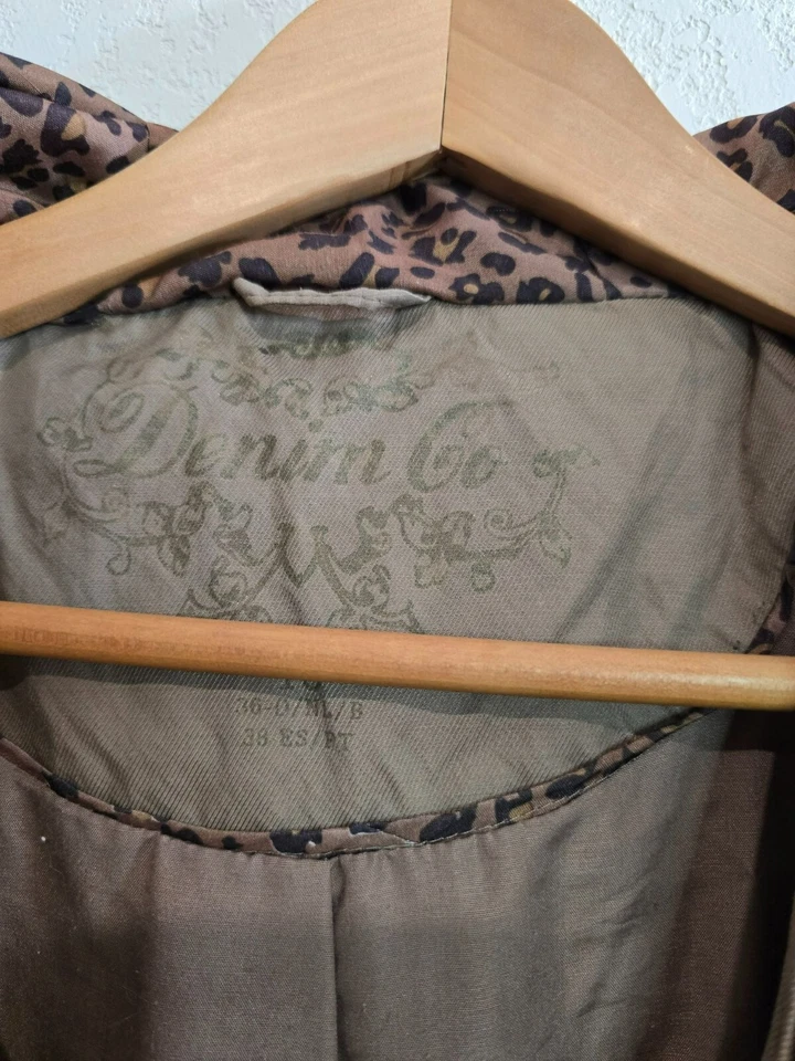 Denim & Co Outerwear Jacket Zipper Animal Print Inside Hood Women Size 6 (UK 10) - Image 4 of 4