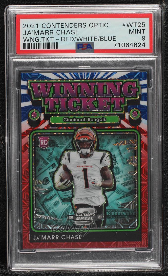 JaMarr Chase Panini Contenders Optic Winning Tickets #WT25 Red/White/Blue