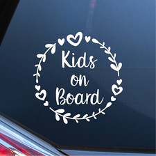 Kids on Board Car Window Glass Sticker Vinyl Decal Child Van Sign Hearts Child