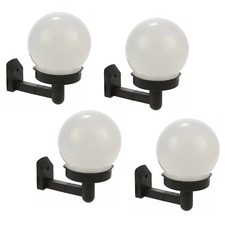 4 PACK Round Solar LED Plastic Front & Back Door Wall & Fence Ball Lamps Lights