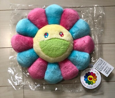 Takashi Murakami Flower Cushion Pillow plush 30cm. Pink Blue