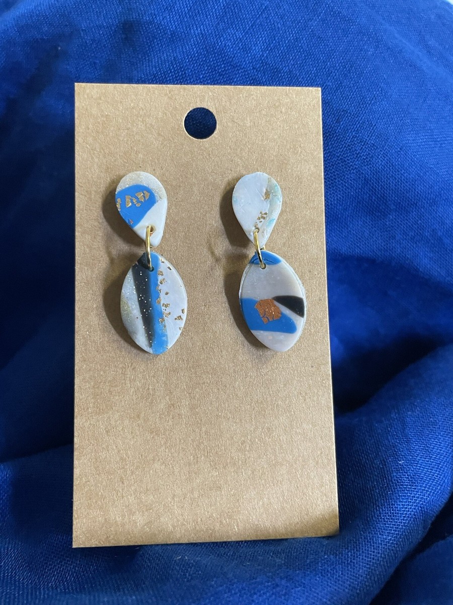 Handmade Polymer Clay Stud Dangle Fashion Statement Earrings