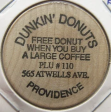 Vintage Dunkin' Donuts Providence, RI Wooden Nickel - Token Rhode Island