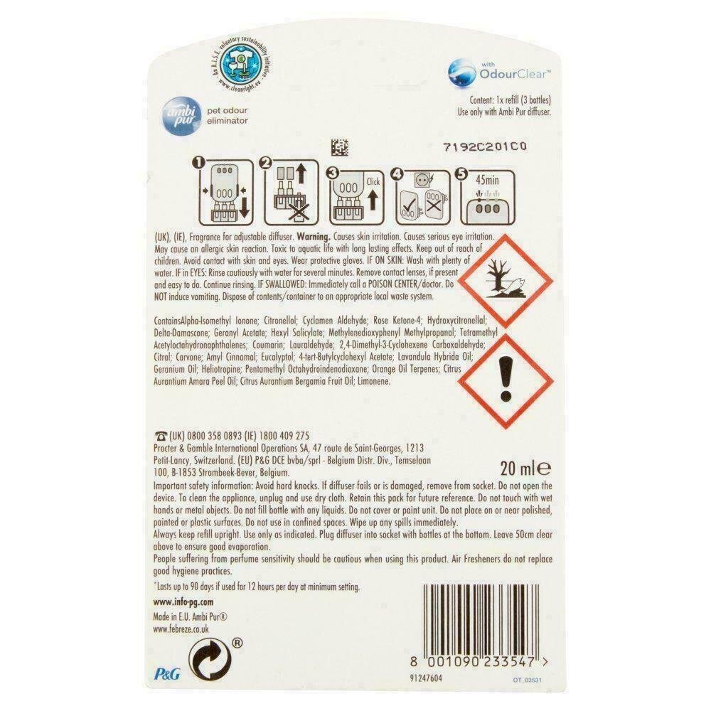 8 Ambi Pur 3Volution Plugin Refill Pet Odour Eliminator Air Freshener Scent 20ml eBay