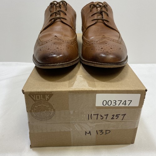 Florsheim Leather Wingtip Oxford Dress Shoes Men 13D English Tan Toe Cap India - Picture 14 of 14