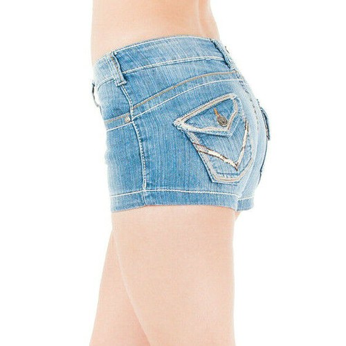 Women New Jean Blue Denim Casual Slim Shorts #4 - Picture 3 of 7