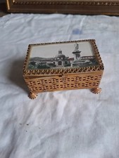 vintage COFFRET A BIJOUX BOITE EN METAL ajouré Souvenir