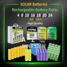 Solar Battery Pack 4 8 10 20 Rechargeable Batteries AA/AAA 600mAh 800 lot Nimh