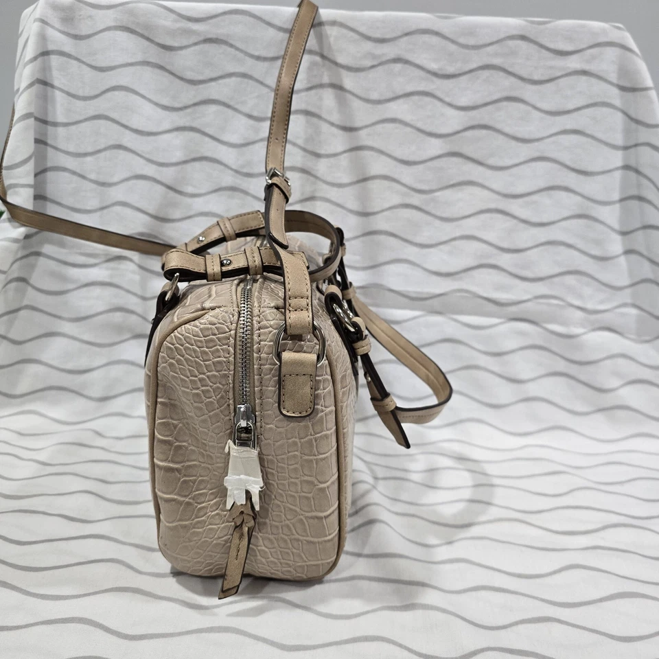 Bolso Bandolera Bolso Cartera Dana Buchman Crema Beige Estampado Animal Reptil Moda Foto 3 de 4