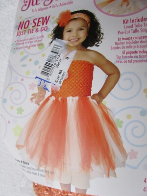 Simplicity Tu-Tu Cute Kit No Sew Just Tie Go DIY Costume Halloween Orange NB - 6