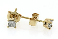 Pretty Princess Cut Diamond Stud Earrings