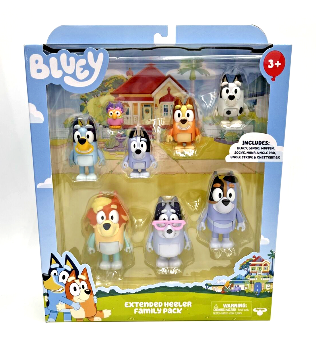 Bluey Extended Heeler Family Pack Uncle Rad Stripe Muffin Nana