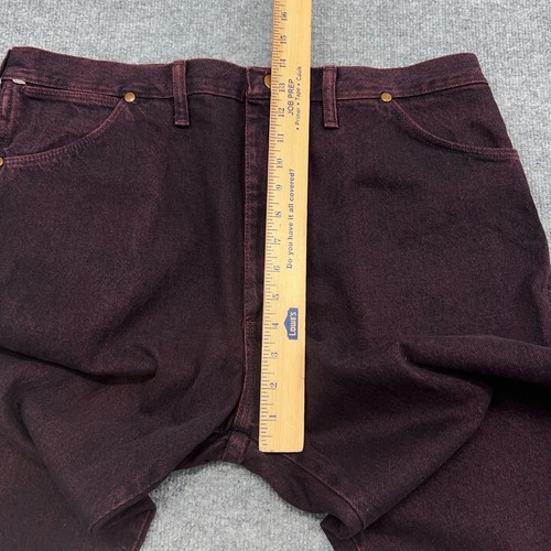 Vintage Wrangler Jeans Mens 38x28 Red Maroon Cowboy Cut Original Fit Made in USA - Picture 6 of 10