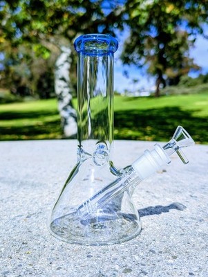 8 Inch Blue Beaker Bong Premium Quality Glass Tobacco Smoking Water Pipe Hookah