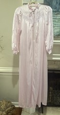 Vintage Deena Robe Nylon Lace Size Medium M Lingerie Long Pink Dressing Gown