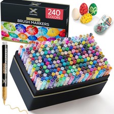 240 Colors Acrylic Paint Markers, Soft Brush Tip Pens with Automatic Ink Cont...
