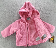 Carhartt Sherpa-Lined Canvas Hooded Jacket 12 Months Baby Girls Pink Zip-Up NWT