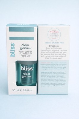 Bliss Clear Genius Clarifying Liquid Peel 10% AHA BHA PHA Blend 1.0 fl oz 2pack 