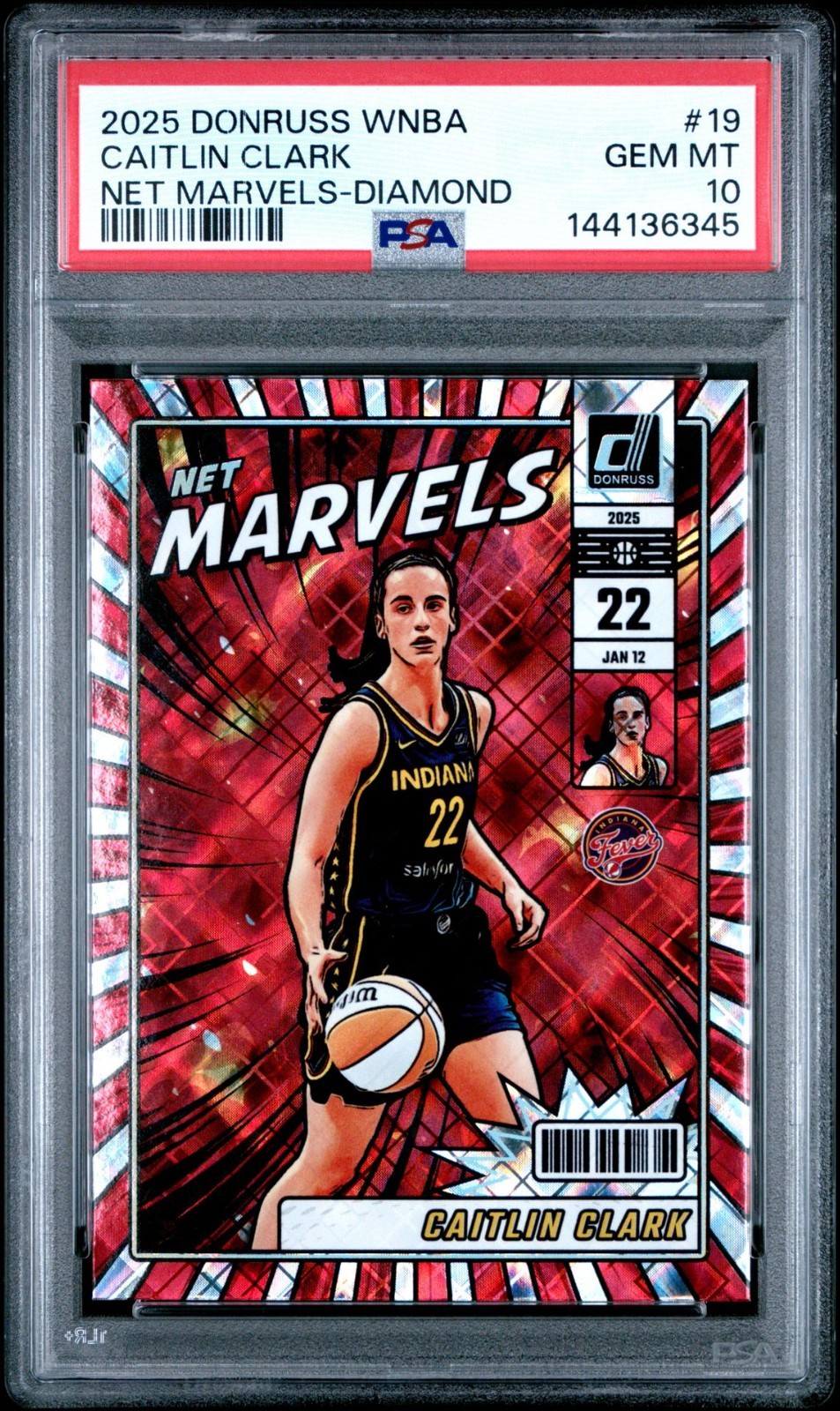 2025 Donruss WNBA Net Marvels Diamond Caitlin Clark #19 PSA 10 GEM MINT