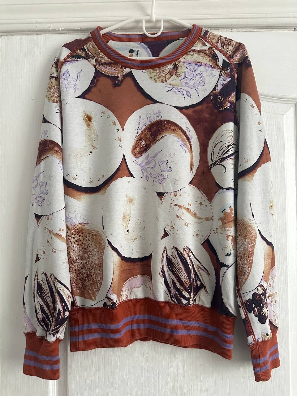 Etro Seafood Print Sweatshirt Art Fish Still Life Made in Italy Luxury Rare