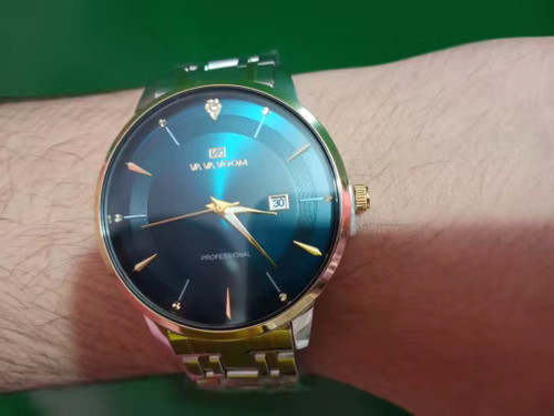 2024 Neu Herrenuhr Edelstahl Business Style Luxus Strass 43mm Blau    - Bild 17 von 26