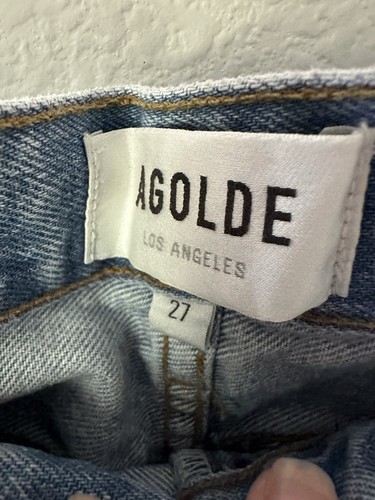 Agolde Lana Slice Jeans Size 27 Raw Hem Straight Leg - Picture 3 of 5