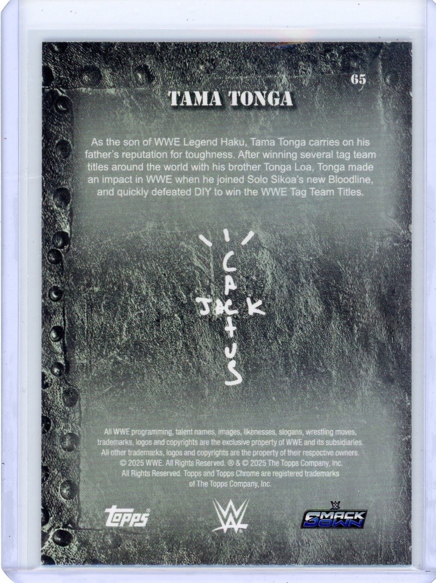 2025 Topps Chrome WWE Cactus Jack Tama Tonga #65 - Purple Refractor 11/250