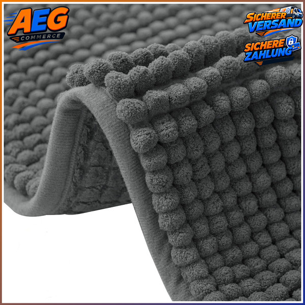 Badematte Rutschfest Waschbar Chenille 40X60Cm SaugfäHig Grau Badezimmerteppich-image
