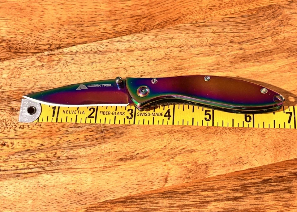 Cuchillo Plegable Ozark Trail Hoja Punta de Caída Titanio 7 Pulgadas con Clip de Bolsillo Foto 4 de 4