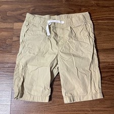 H M Chino Drawstring Shorts Pockets Khaki Beige Flat Front Boys Size 7/8 