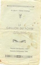 PROGRAMME THEATRE  "LE GRILLON DU FOYER " Décembre 1943