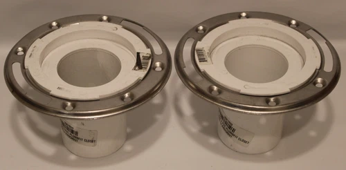 Jones Stephens C57234 - 3" x 4" Long PVC Closet Flanges w/SS Flanges - Lot of 2 - Picture 1 of 5