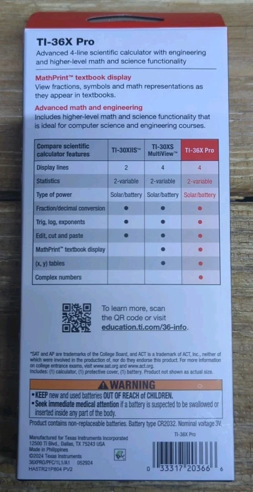 Calculadora científica Texas Instruments TI-36X Pro TOTALMENTE NUEVA Foto 3 de 4