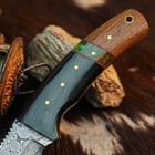 8.7" inch Damascus Steel Hunting Knife Full Tang Hybrid Handle Leather Sheath — photo 3