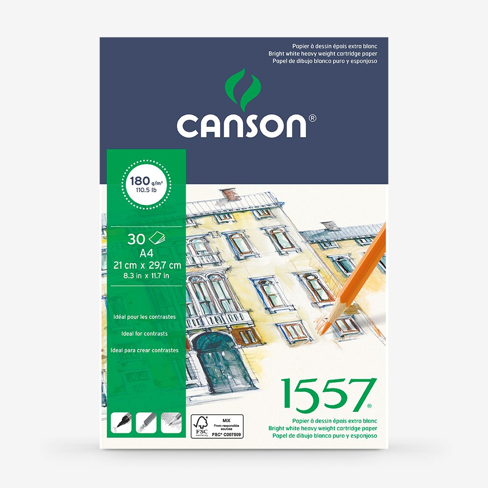 Canson : 1557 : Drawing Pad : 30 Sheets : 180gsm : A4