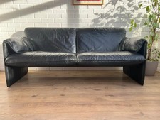 Leolux Bora Bora Black Leather Sofa Couch Designer Axel Enthoven 2.5 seater