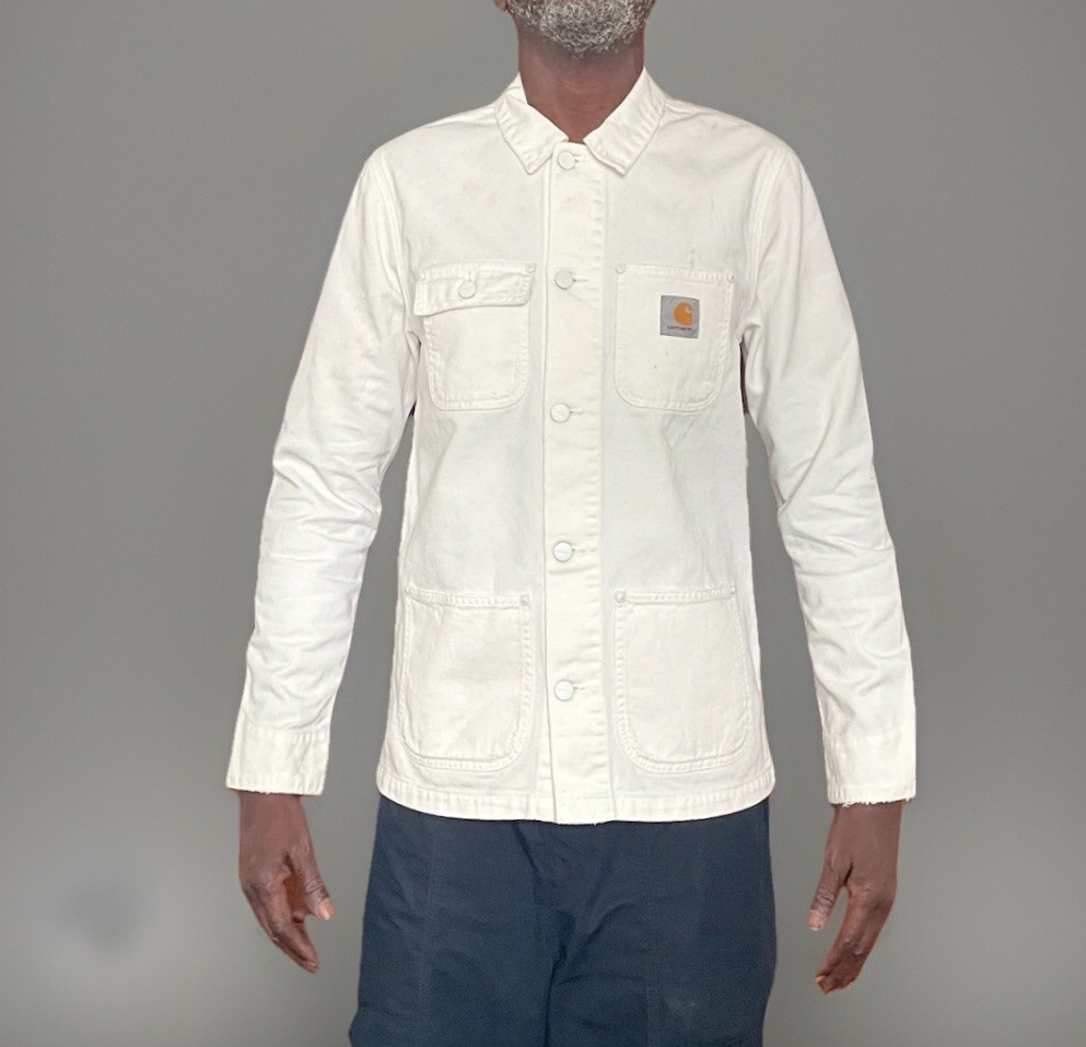 ALTRA Cappotto Carhartt WIP Michigan Chore I021103 Bianco Distruggi Lavaggio S