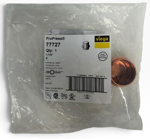 Viega ProPress 77727 1-1/4" Copper Cap Press Fitting Zero Lead