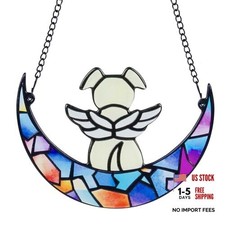 Stained Glass Angle Dog Memorial Suncatcher for Loss of Dog Sympathy Rainbow